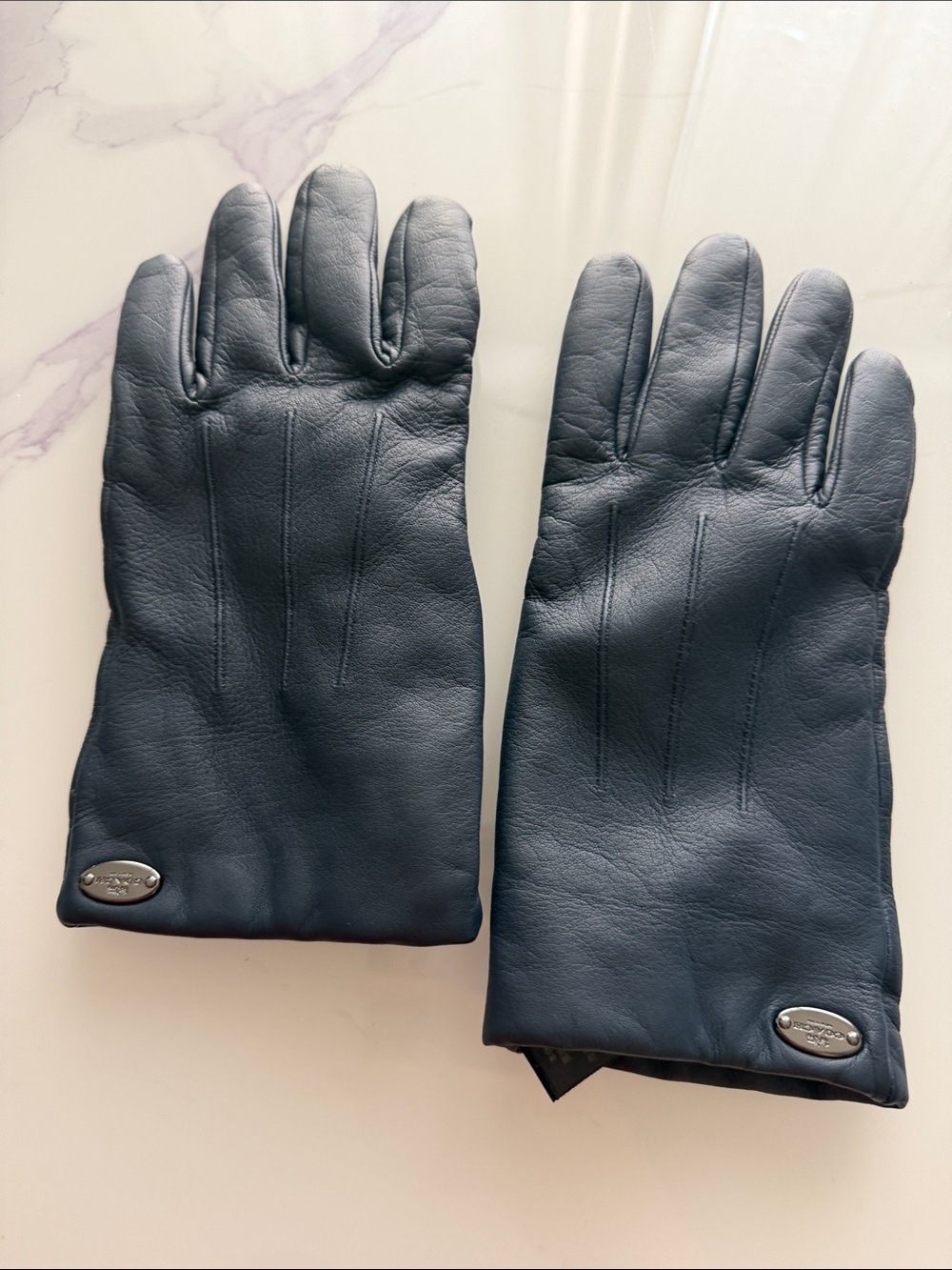 Coach Classic Black Leather Gloves with Subtle Stitch Detailing